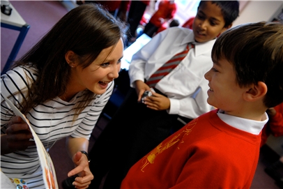 Teach First participant with pupils