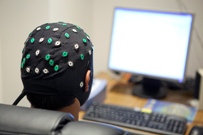 Participant wearing an EEG cap