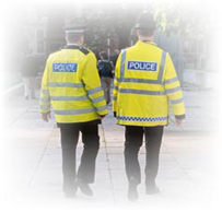 Policemen walking
