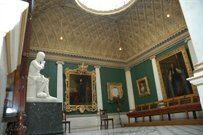 Sculpture room showing gilded ceiling
