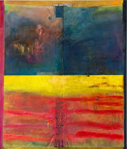 Frank Bowling, Trangegone  (Who’s Afraid of Red, Yellow and Blue) 2008, acrylic on canvas. 