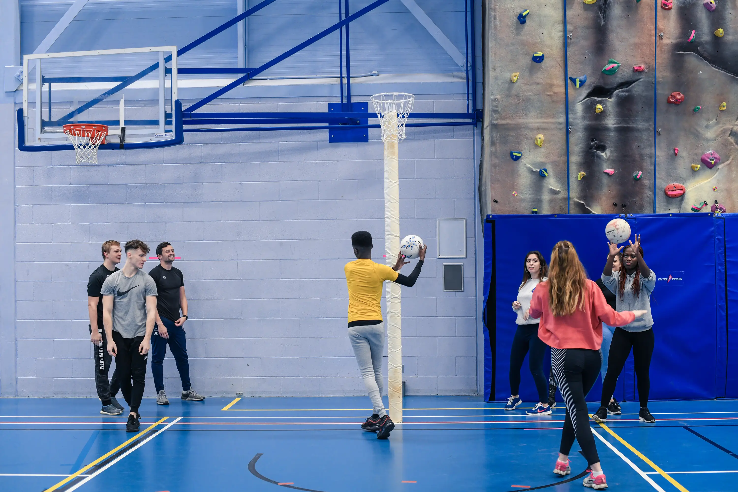 A group playing netball