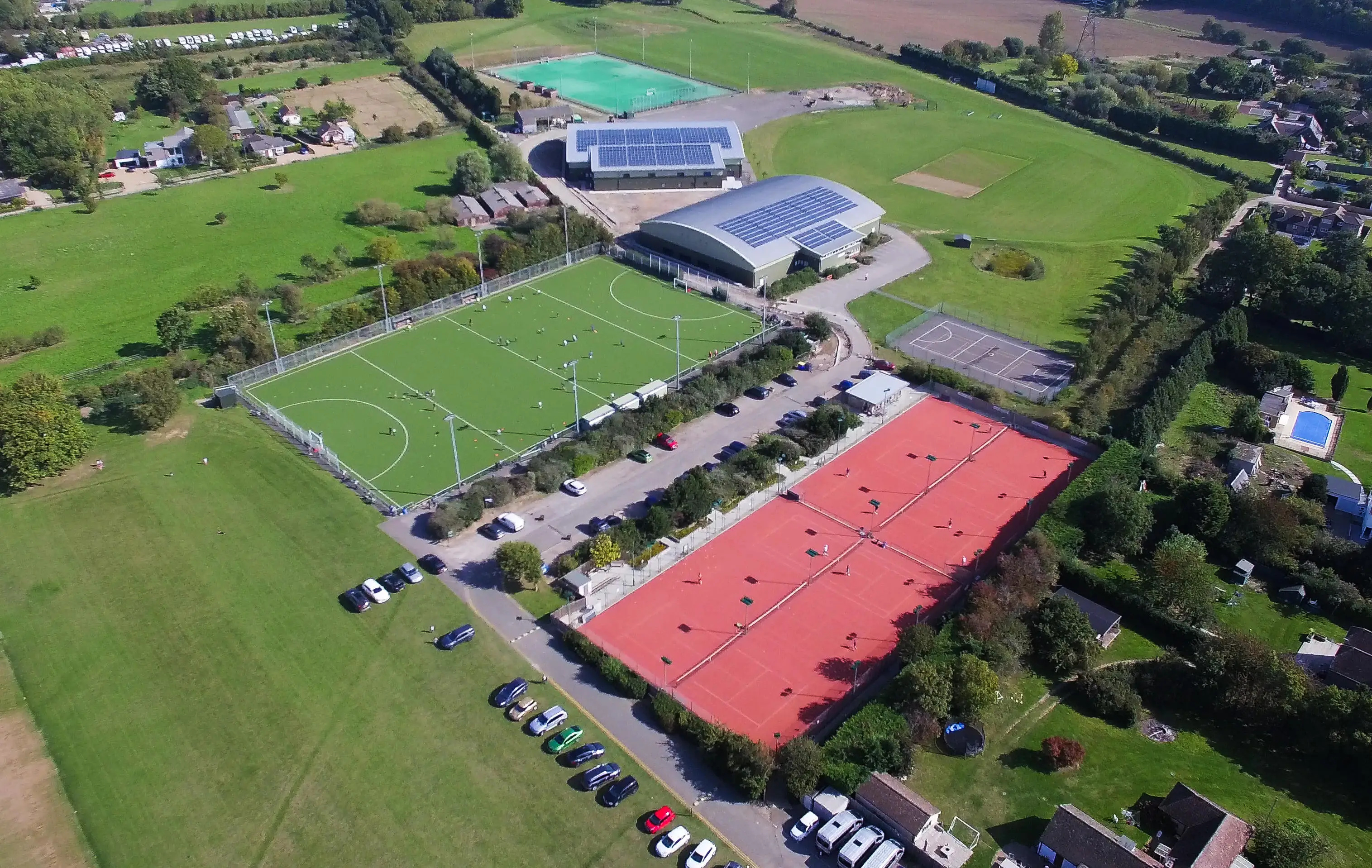 A drone shot of Polo Farm