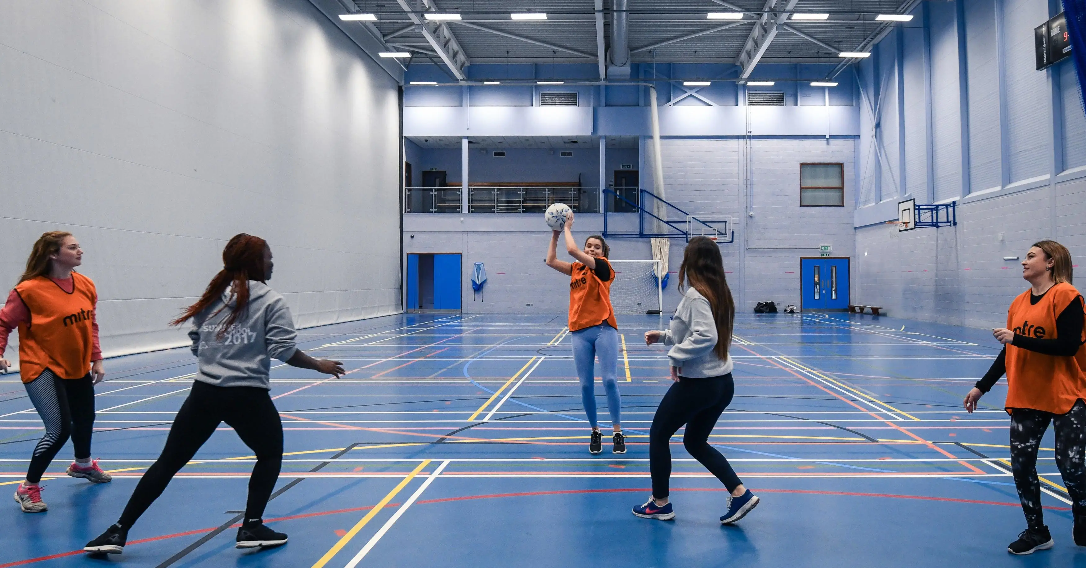 A group playing netball