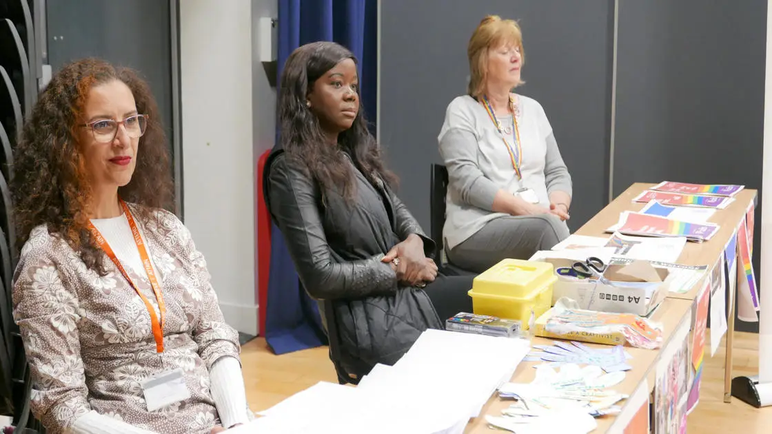 From left: Adriana Consorte-McCrea Education for Sustainable Futures Lead, Mary Makinde Senior Lecturer in Forensic Investigation and Closing Our Gap Strategic Lead and Amanda Maclean Head of People, Culture and Inclusion.  