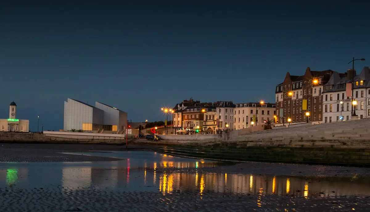 Margate townscape at night.