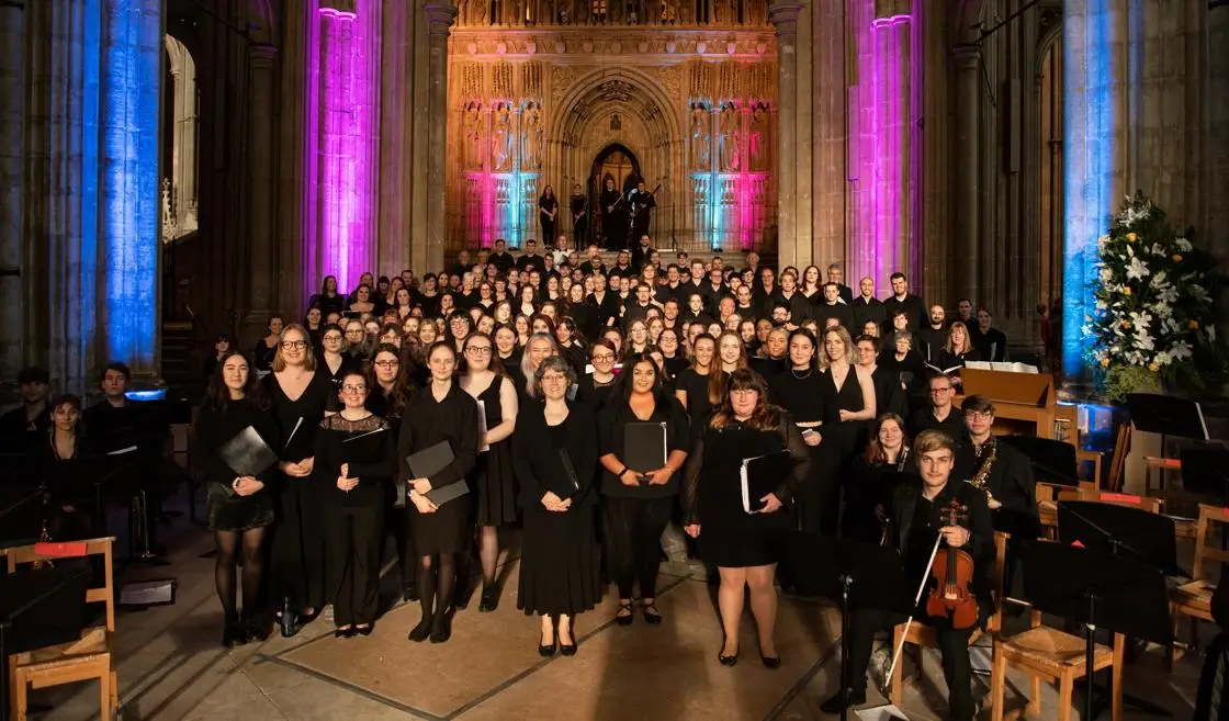 The choirs and musicians of the Cathedrals Group Choir Festival 2022 in Canterbury Cathedral
