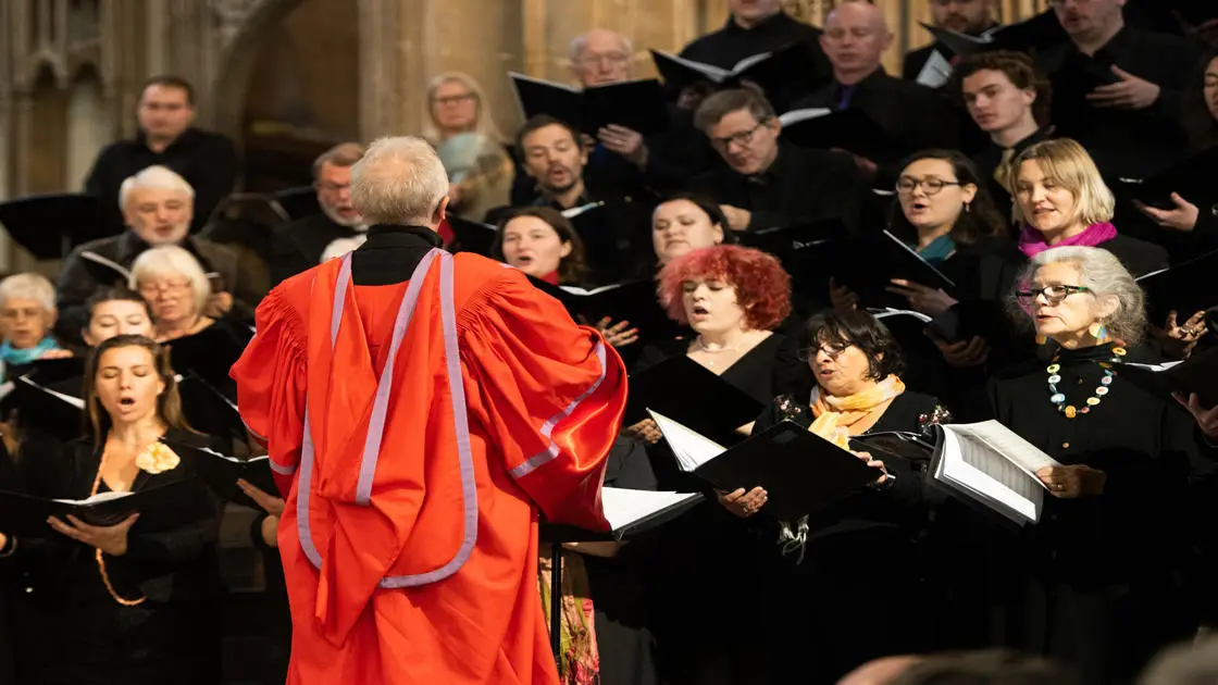 The special Diamond Jubilee Choir performed at Canterbury Cathedral