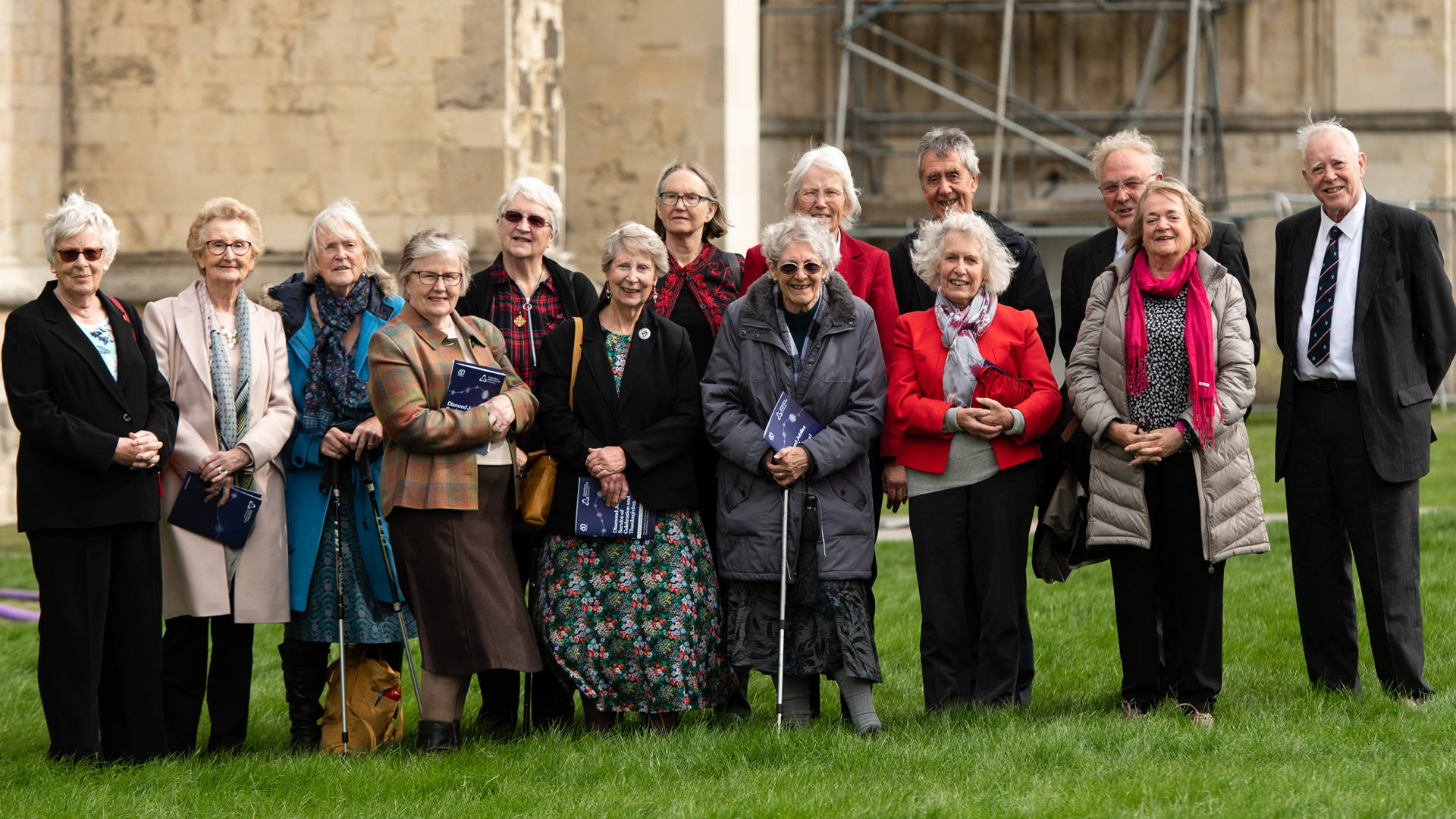 Founding alumni members outside Canterbury Cathedral after the Diamond Jubilee service 