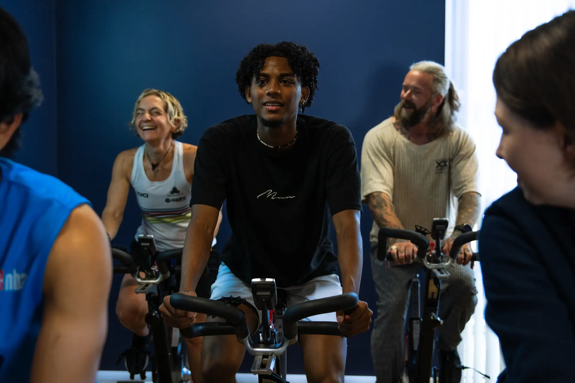 Student Riding Spin Bike