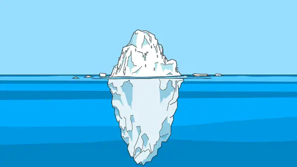 Image shows iceberg in water
