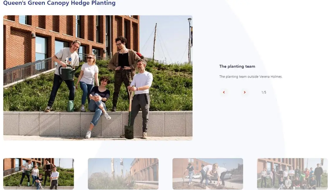 An image gallery on the live website.