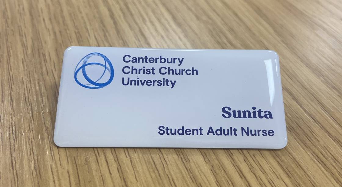 An example of a student placement badge for an adult nursing student