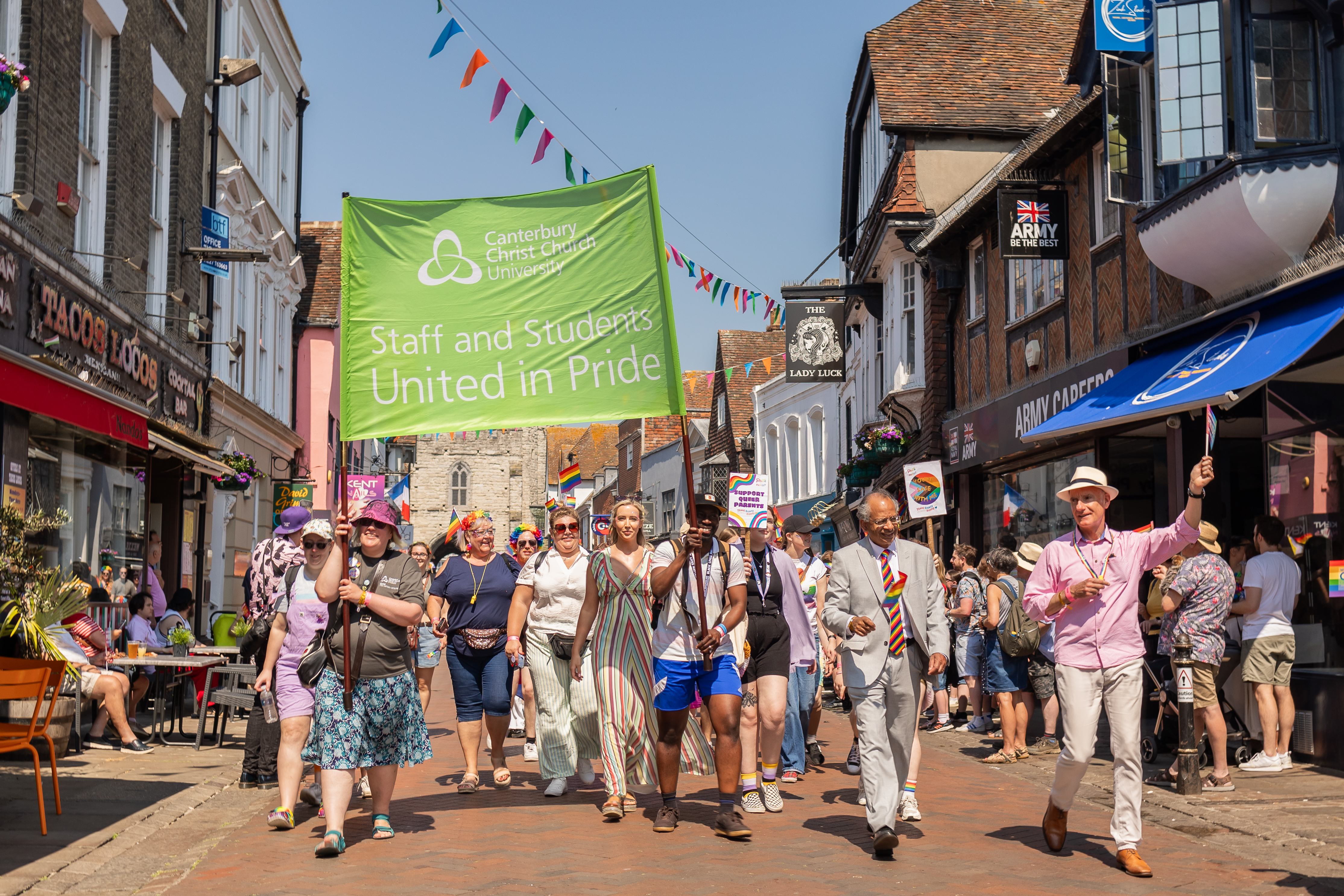 Pride parade through Canterbury High Street