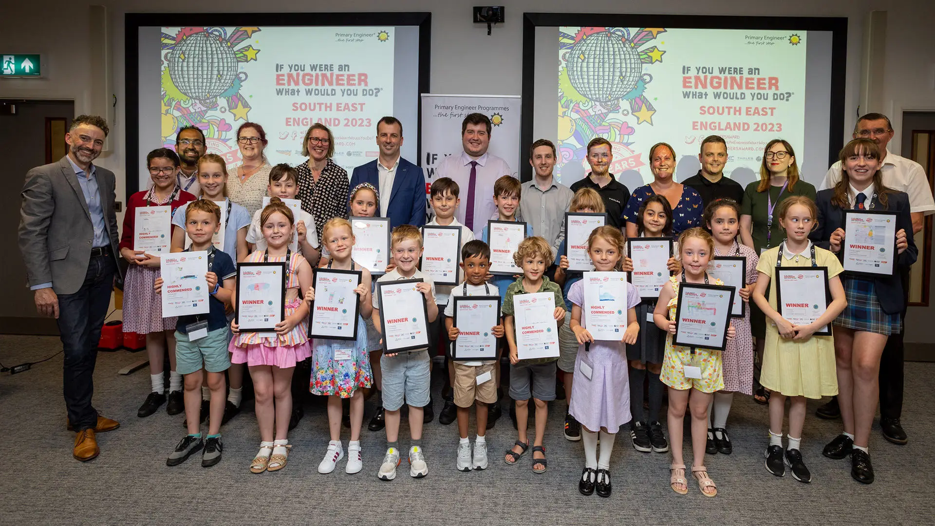 2023 Primary Engineers winners with their certificates