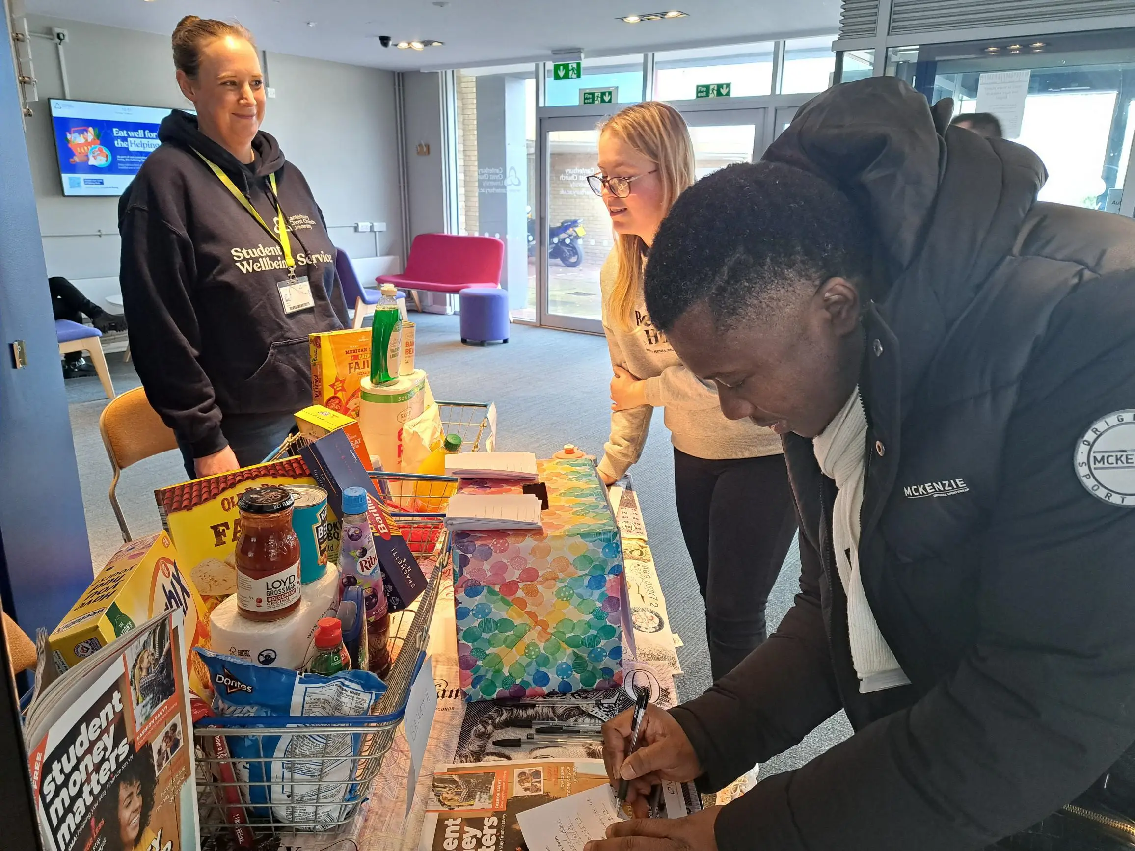 students taking part in the National Student Money Week shopping basket challenge