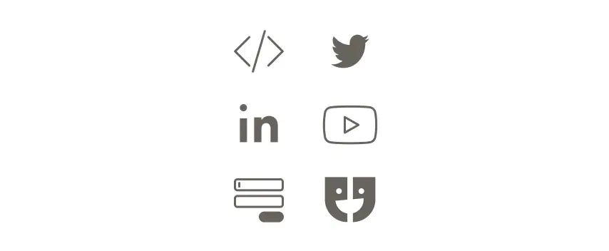 Icons and logos of types of embedded content 