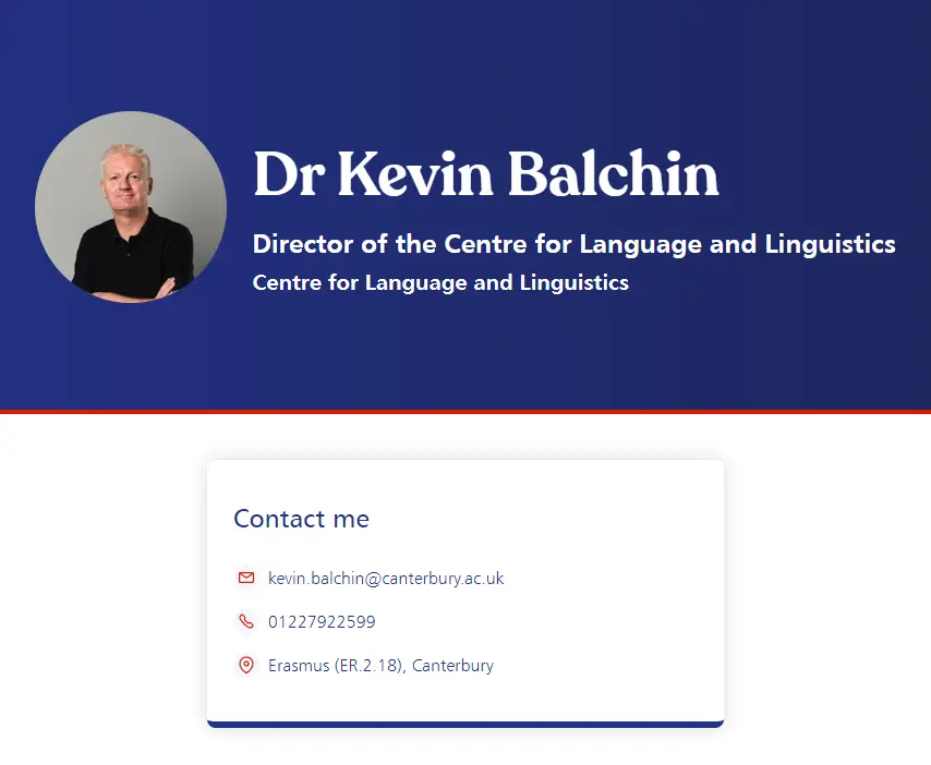 Screenshot of staff profile example