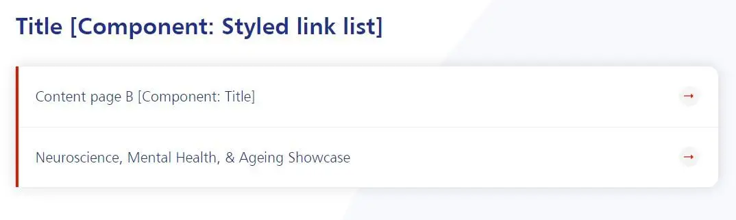 A styled link list on the live website