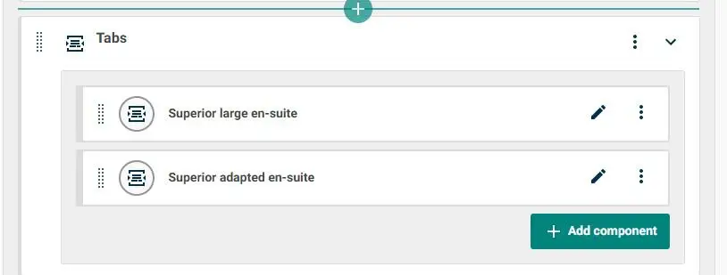 A tabs area in the backend of Contensis