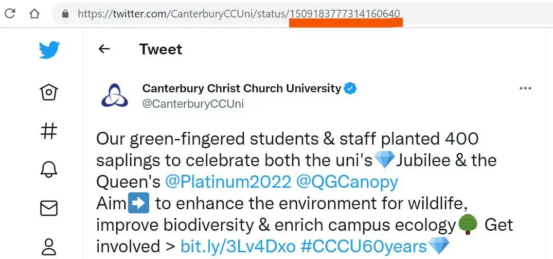 A Twitter embed URL
