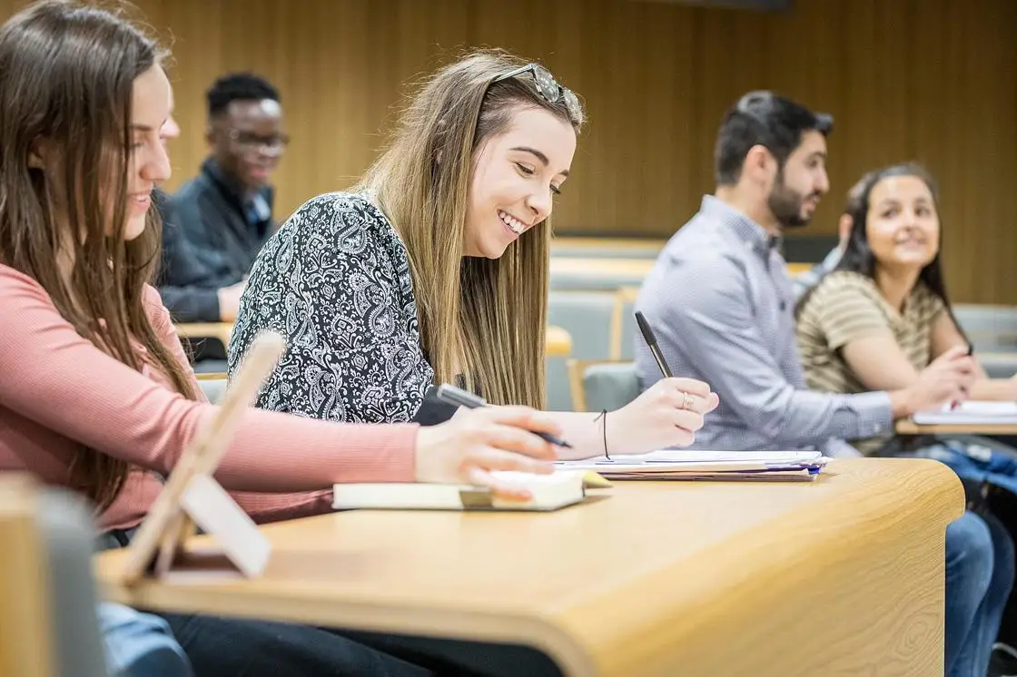 Students at a lecture on Canterbury campus