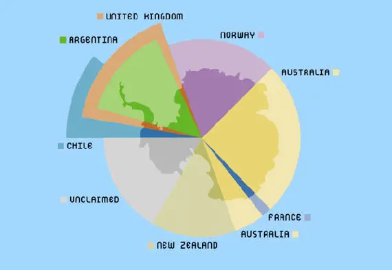 top-down silhouette of the Antarctic region
