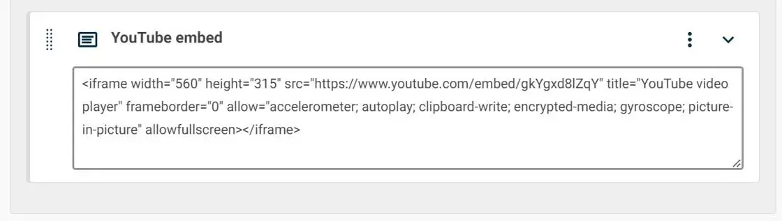 YouTube Embed code in Contensis.