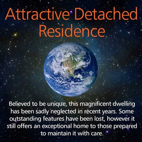 Meme showing Earth for sale, neglected for some time